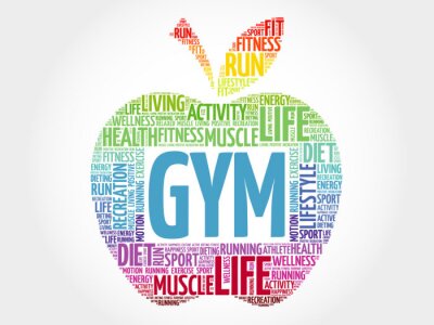 Sticker GYM Apfel Wort Wolke, Gesundheit Konzept