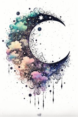Sticker Halbmond mit Ornament