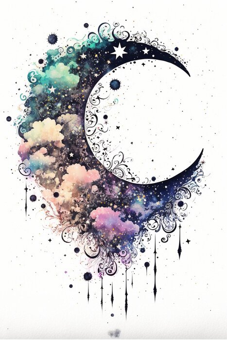 Sticker Halbmond mit Ornament
