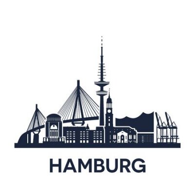 Sticker Hamburg city skyline, Germany, extended version, solid color