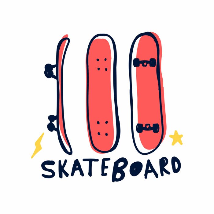 Sticker Hand drawing skateboards and hand writing slogan  illustration vector.