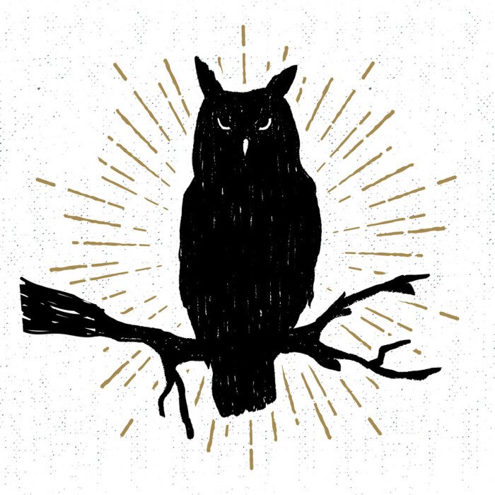 Sticker Hand gezeichnet Halloween-Symbol mit einer strukturierten Eule Vektor-Illustration.