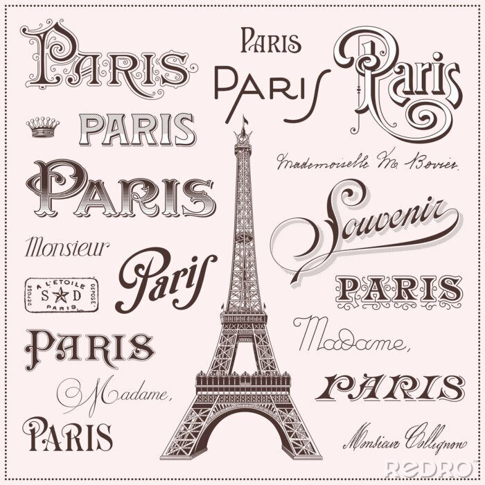 Sticker Hand gezeichnet Paris Design-Elemente