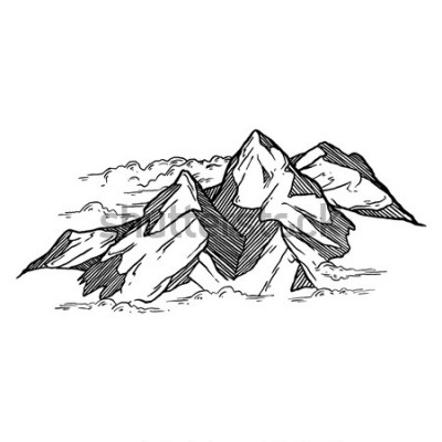 Sticker Hand gezeichnete Berge Vektor iluustration