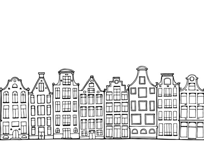 Sticker Hand gezeichnete Gekritzelhäuser.