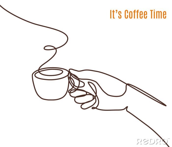Sticker Hand hält eine Tasse Kaffee Grafik