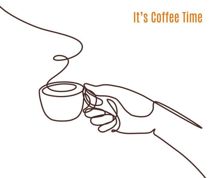 Sticker Hand hält eine Tasse Kaffee Grafik