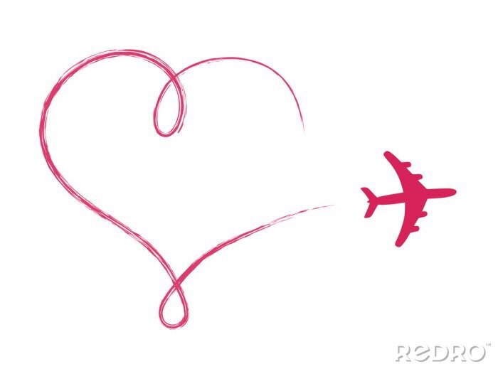Sticker Heart shaped Symbol in der Luft, mit dem Flugzeug gemacht