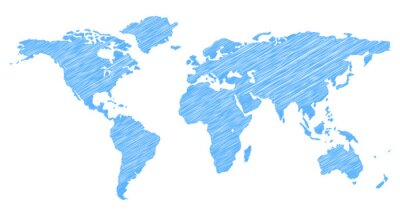 Hellblaue Weltkarte mit Linien