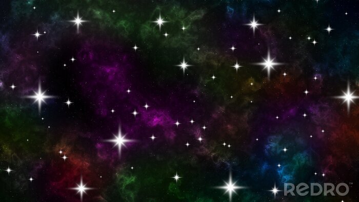 Sticker Helle Sterne vor dem Hintergrund eines bunten Weltraums
