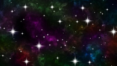 Sticker Helle Sterne vor dem Hintergrund eines bunten Weltraums