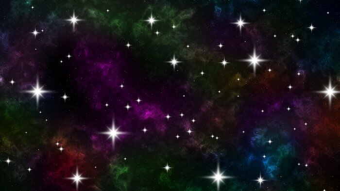 Sticker Helle Sterne vor dem Hintergrund eines bunten Weltraums