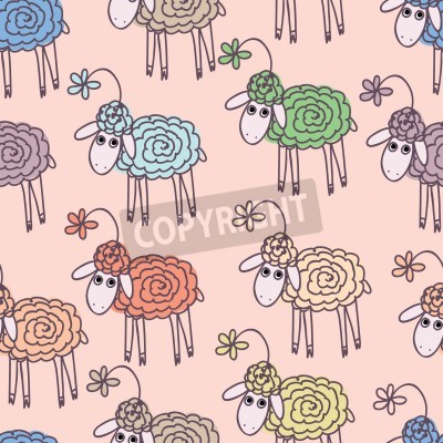 Sticker Hintergrund mit lustigen Schafe