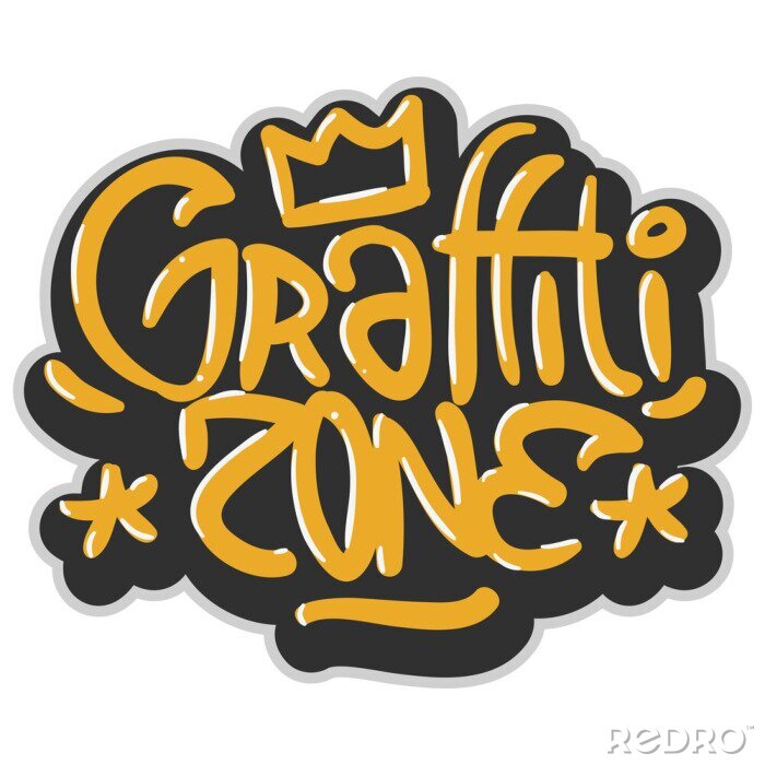 Sticker Hip Hop Related Tag Graffiti Influenced Label Sign Logo  Lettering for t shirt or sticker on a white background. Vector Image.
