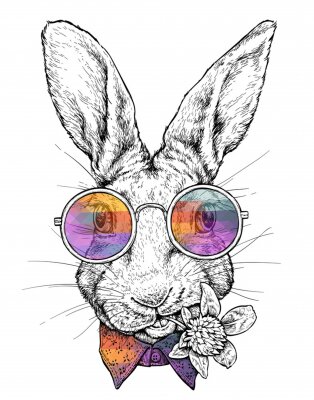 Hipster-Hase mit bunter Brille