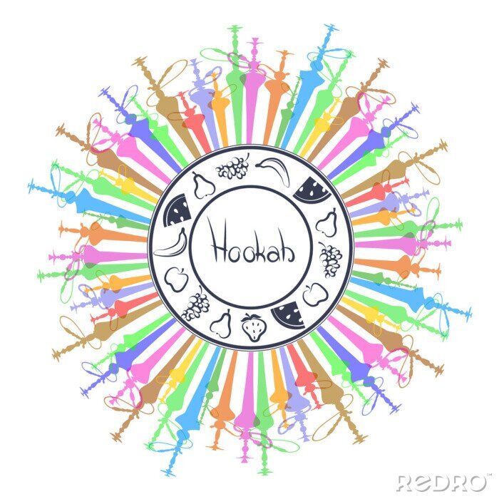Sticker Hookah with fruit vector