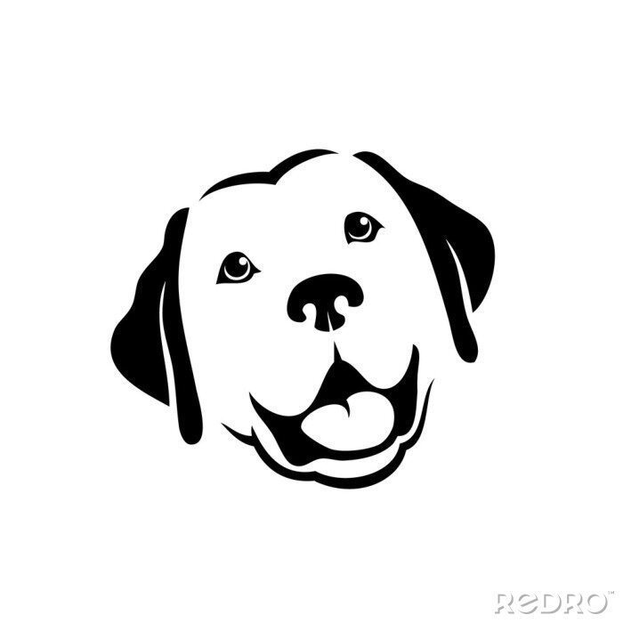 Sticker Hund minimalistisches Porträt eines lächelnden Labradors