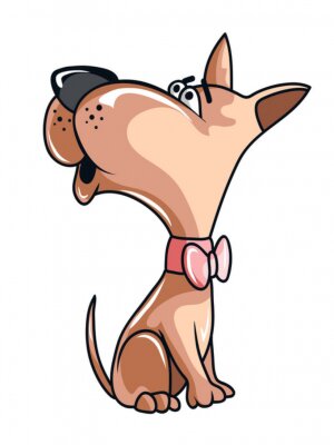 Sticker Hund mit roter Fliege und spitzen Ohren