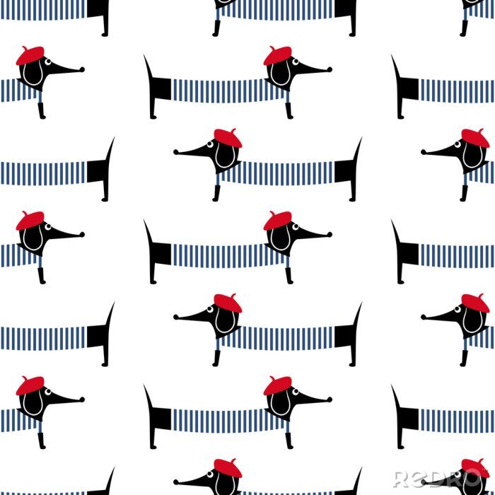 Sticker Hunde Dackel im französischen Stil