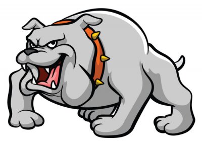 Sticker Hunde Grafik einer bedrohlichen Bulldogge mit orangefarbenem Halsband