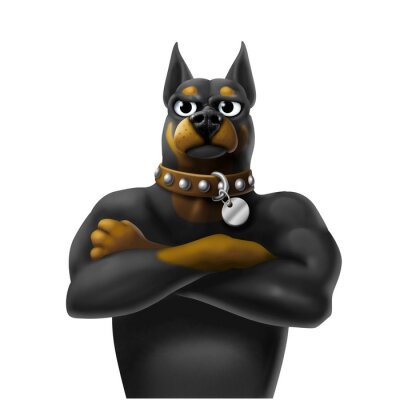 Sticker Hunde Grafik eines großen muskulösen Hundes mit Halsband