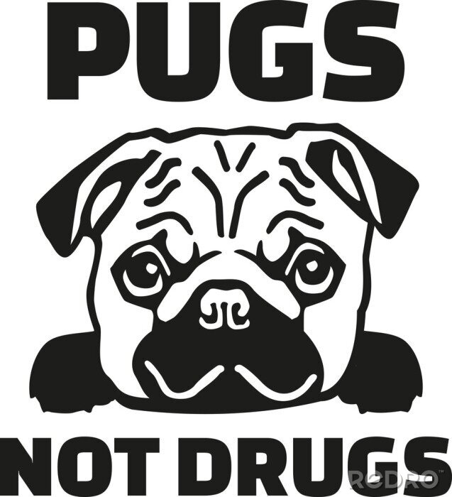Sticker Hunde Grafik Mops und schwarzer Schriftzug