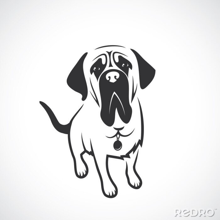 Sticker Hunde minimalistische Grafik Mastiff mit schwarzen Ohren