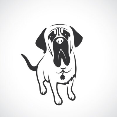 Sticker Hunde minimalistische Grafik Mastiff mit schwarzen Ohren