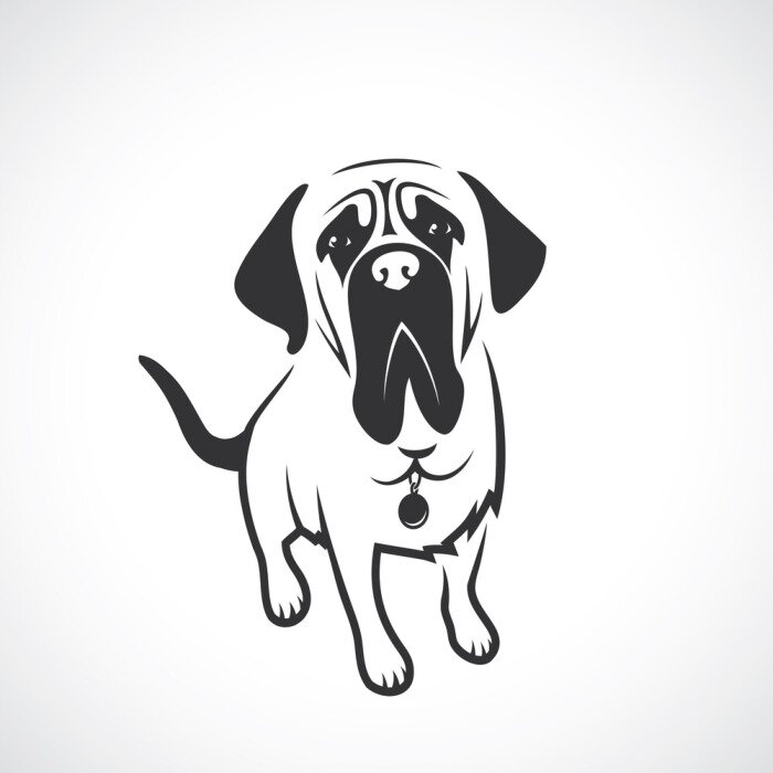 Sticker Hunde minimalistische Grafik Mastiff mit schwarzen Ohren