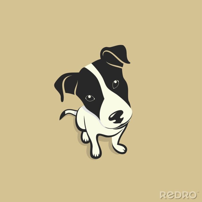 Sticker Hunde Terrier mit schwarzen Ohren und weißer Schnauze
