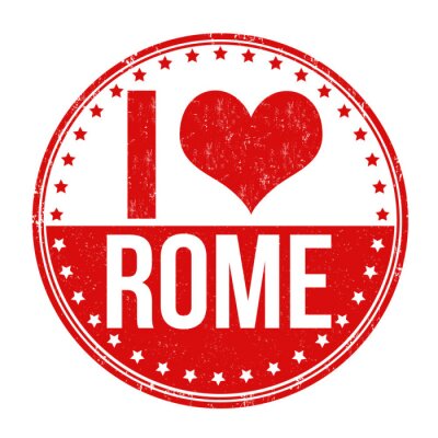 Sticker I love Rome stamp