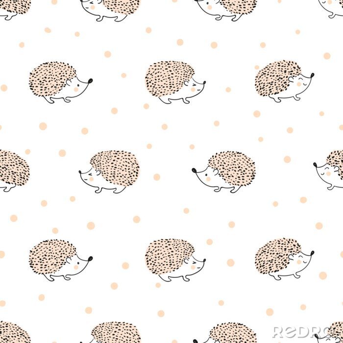 Sticker Igel und Punkte auf weißem Hintergrund