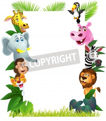 Sticker Illustration der Tierkarikatur mit leerem Zeichen