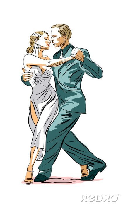 Sticker Illustration des Tango tanzenden Paares