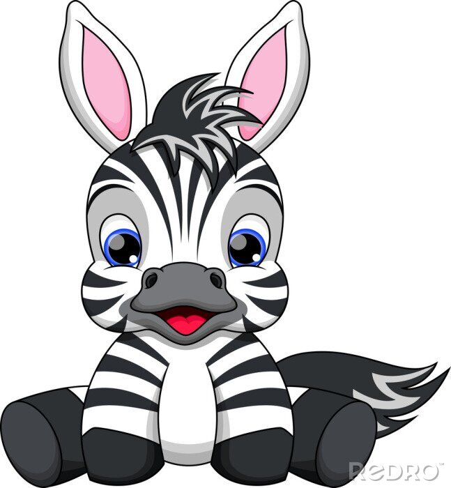 Sticker Illustration eines lustigen Zebras