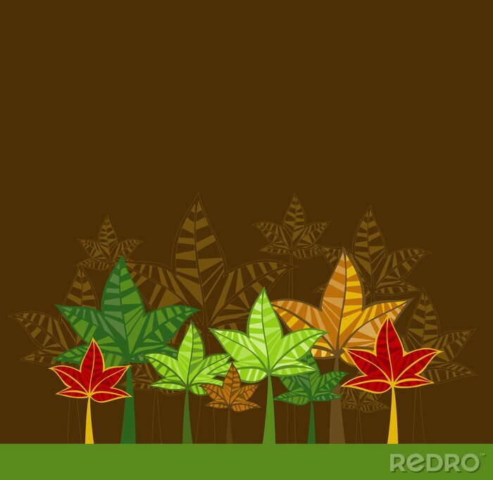 Sticker Illustration mit Bäumen, Vektor