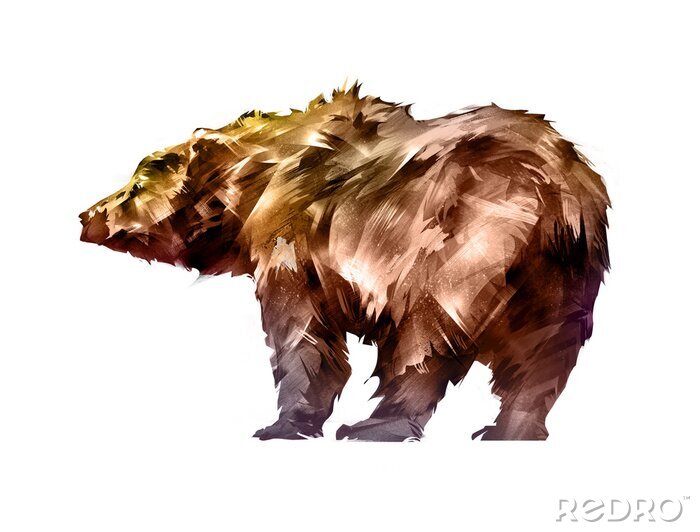 Sticker Illustration mit einem braunen Bären