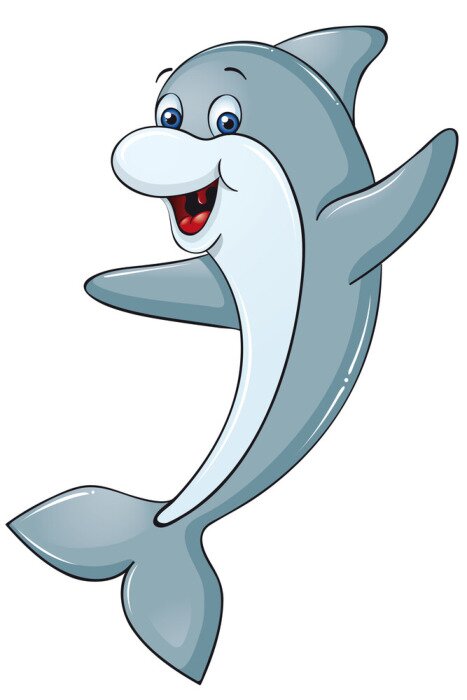 Sticker Illustration mit einem winkenden Delfin