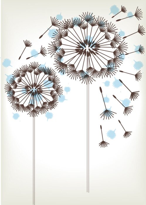 Sticker Illustration mit Zeichnung der Pusteblume