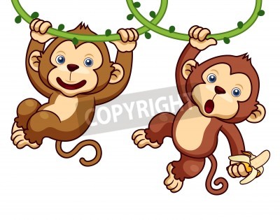 Sticker Illustration von Cartoon-Affen