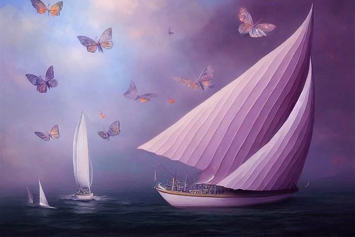 Sticker Im Traum auf einem Segelschiff reisen