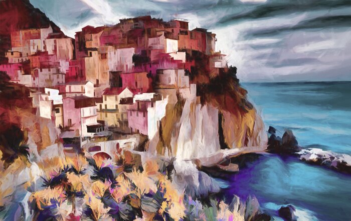 Sticker Impressionistische Kliffansicht