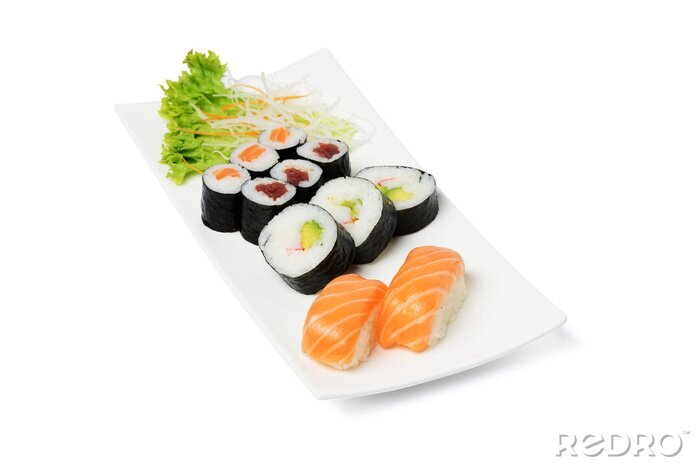 Sticker In einer Komposition angeordnete Sushi-Rollen