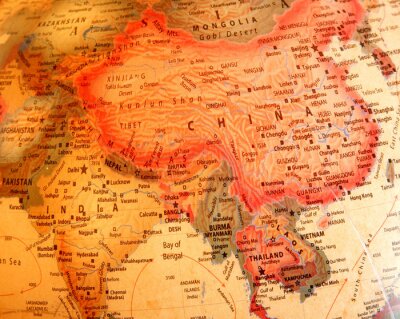 Sticker Indien, China, Thailand auf dem Globus