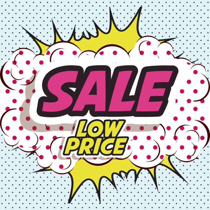 Sticker Inschrift Sale im Pop-Art-Stil