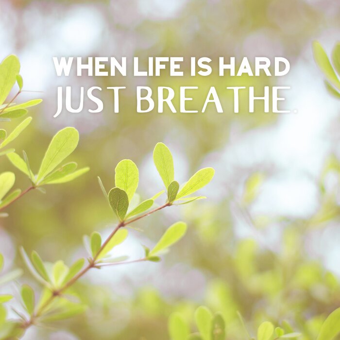 Sticker Inspiration quote : " When life is hard,just breathe" on vintage