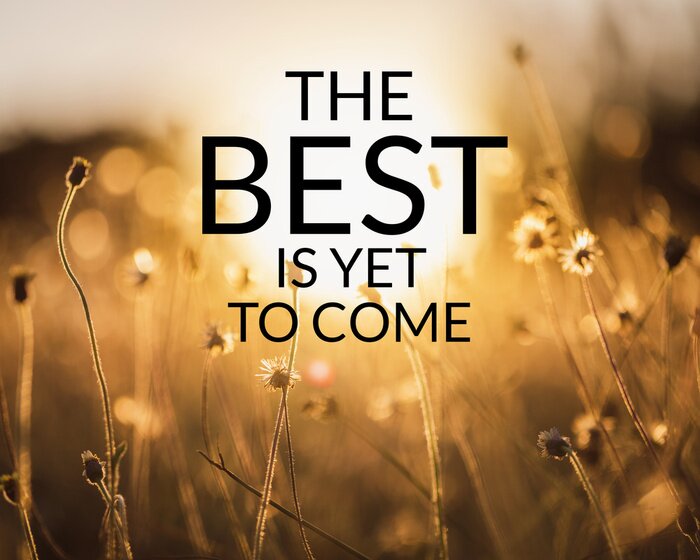 Sticker Inspirational and motivation quote on meadow in field of nature background with vintage filter.