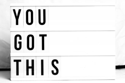 Sticker Inspirational You Got This quote on vintage retro board. Concept. flat lay