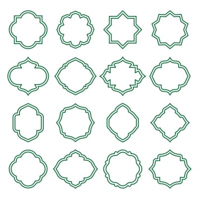 Sticker islamic vintage shapes. lines frames ornate, badges, labels set