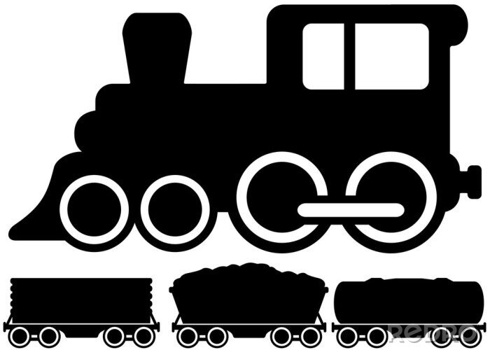 Sticker isolierte Lokomotive Bahn und Auto